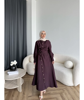 Duq - Kezlar Düğmeli Elbise - Bordo