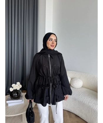 Fuş - Ferilan Fermuarlı Gömlek - Siyah