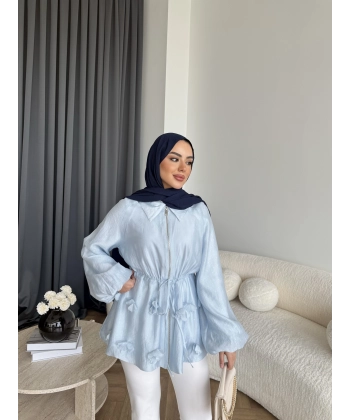 Fuş - Ferilan Fermuarlı Gömlek - Bebe Mavi - ÖN SİPARİŞ