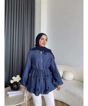 Fuş - Ferilan Fermuarlı Gömlek - Lacivert - ÖN SİPARİŞ