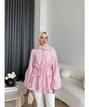Fuş - Ferilan Fermuarlı Gömlek - Pembe - ÖN SİPARİŞ