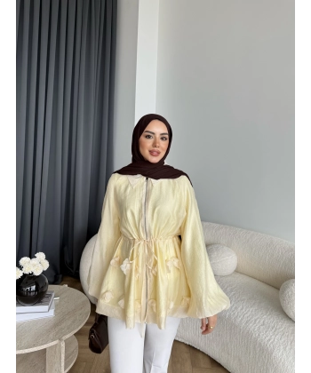 Fuş - Ferilan Fermuarlı Gömlek - Sarı - ÖN SİPARİŞ