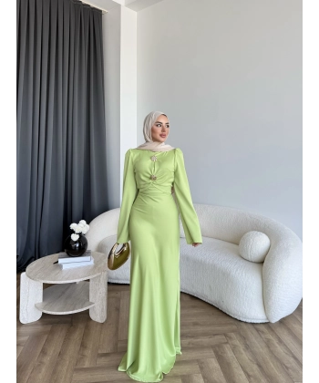 Sue Tasarım Elbise - Yağ Yeşili