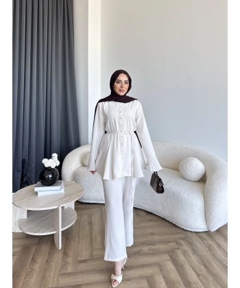 Hen - Salft Krep Takım - Bej