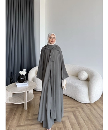 Bel - Zyra Omuz Şallı Yırtmaçlı Takım - Haki