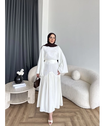 Ng - Banch Çiçek Baskılı Etekli Takım - Ekru