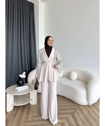 Ng - Lilsan Asimetrik Pantolon Takım - Bej