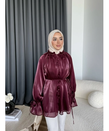 Hen - Welpan Momli Gömlek - Bordo