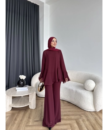 Hew - Eldar Şifon Takım - Bordo - BAYRAMDAN SONRA 10-15 İŞ GÜNÜ İÇİNDE GELİCEKTİR