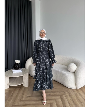 Tb - Ponpon Kat Kat Etekli Takım - Siyah