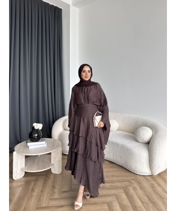 Tb - Gezce Kat Kat Etekli Takım - Kahve