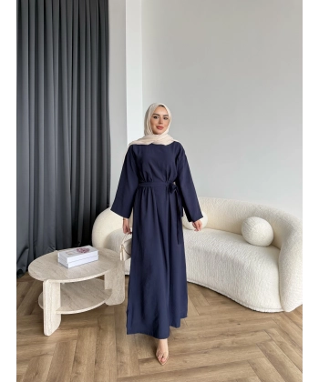 Adeny Krep Kumaş Elbise - Lacivert