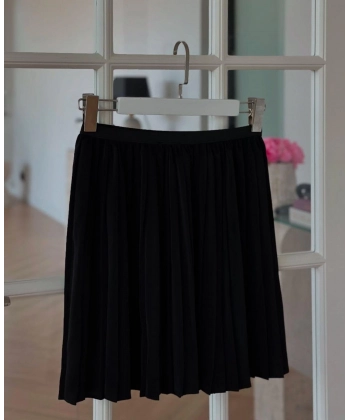 Alt Kısmı Fırfırlı Beli Lastikli İçlik - Siyah