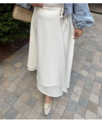 Bağcıklı Scuba Etek - Beyaz