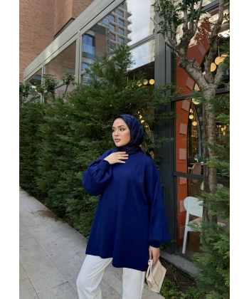 Balon Kol Triko Kazak - Lacivert