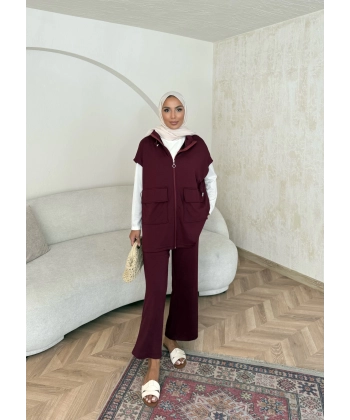 Bluen Yelekli Takım - Bordo