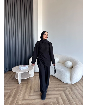 Btç-Özdet Yan Büzgülü Takım - Siyah