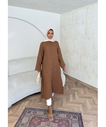 Bulster Müslin Gömlek - Kahve