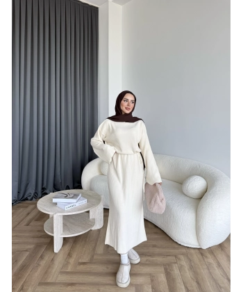 Dora Triko Elbise - Bej