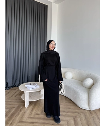 Dora Triko Elbise - Siyah