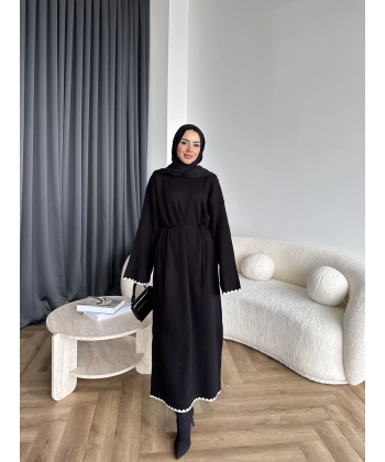 Doray Dantel Detaylı Elbise - Siyah