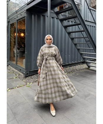 Doria Kareli Elbise - Çağla