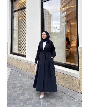 Düğmeli Anvelop Elbise - Lacivert