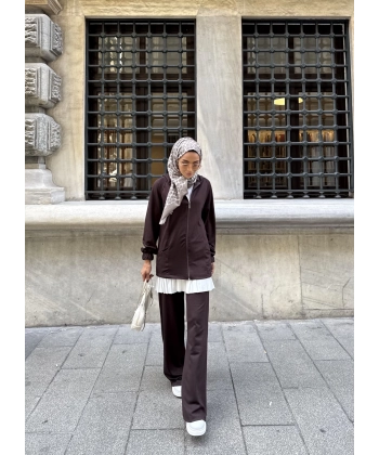 Efran Fermuarlı Takım - Acı Kahve