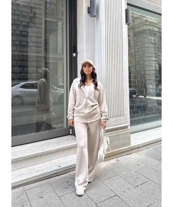 Efran Fermuarlı Takım - Bej