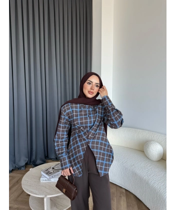 Esla Kareli Gömlek - Kahve