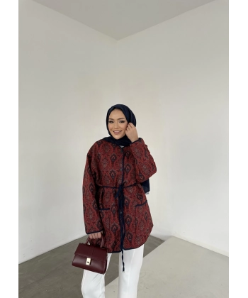 Etnik Desen Biyeli Ceket