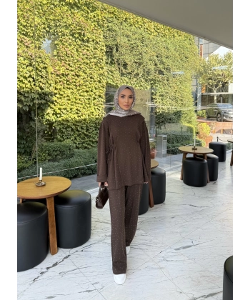 Bendetta Taşlı Oysh Takım - Kahve