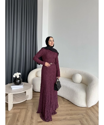 Fuş - Rodry Dantel Elbise - Bordo