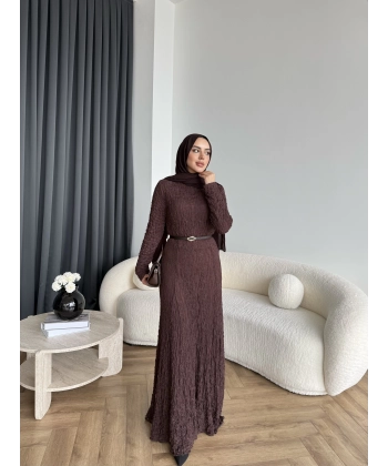 Fuş - Rodry Dantel Elbise - Kahve