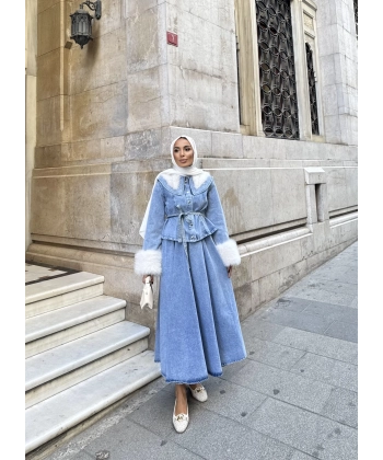 Gülin Kürk Detay Etekli Kot Takım