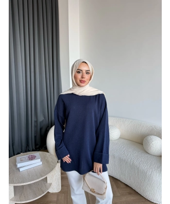 Gülsy Kol Detay Simli Triko Kazak - Lacivert