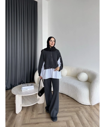 Hanne Gömlek Detaylı Takım - Antrasit