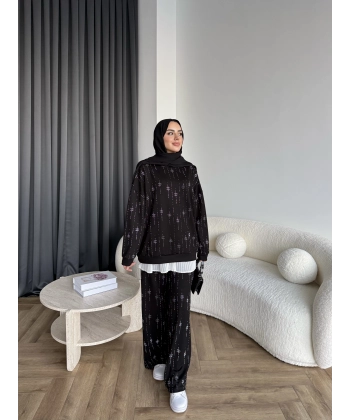 Hps-Muadil Taşlı Eşofman Takım - Siyah