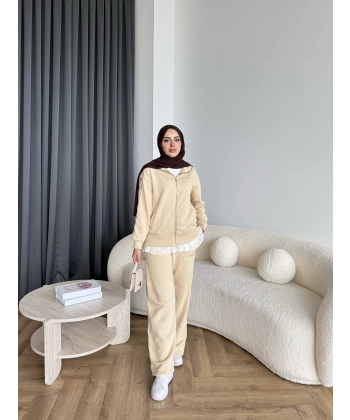 Hps-Yan Şeritli Muadil Takım - Bej