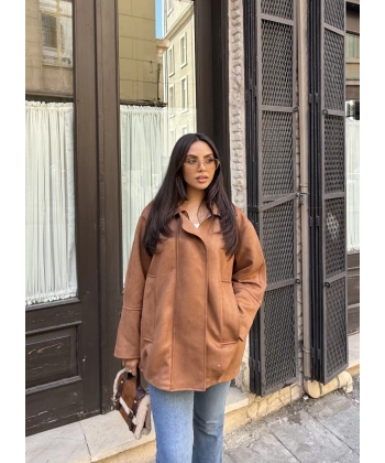 İren Süet Bomber Ceket - Kahve