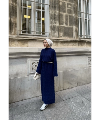 Işıl Örgü Triko Elbise - Lacivert