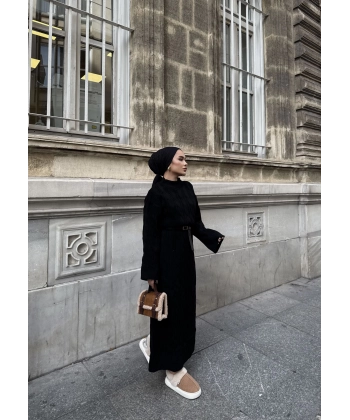 Işıl Örgü Triko Elbise - Siyah