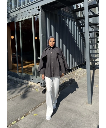 Joelle Pelerinli Ceket - Siyah