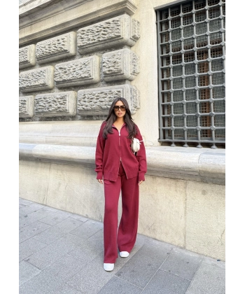 Julia Fermuarlı Takım - Bordo