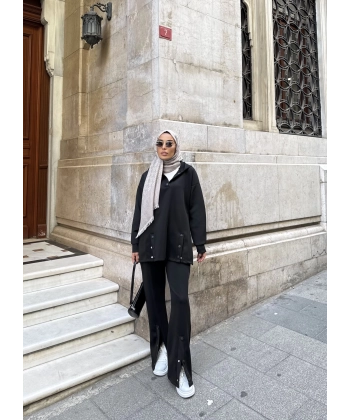 Kamar Düğmeli Takım - Siyah