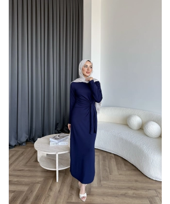 Kelsi Bağlamalı Elbise - Lacivert