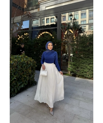 Kırışık Etek - Beyaz