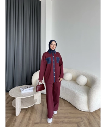 Kot Detaylı Oysh Takım - Bordo