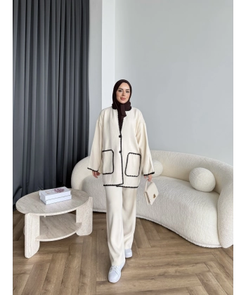Kuzy Cepli Triko Takım - Bej