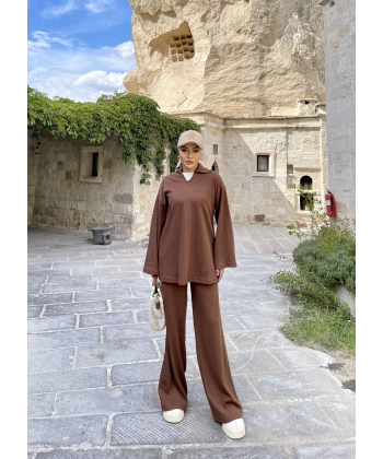 Laly Fitilli Triko Takım - Kahve